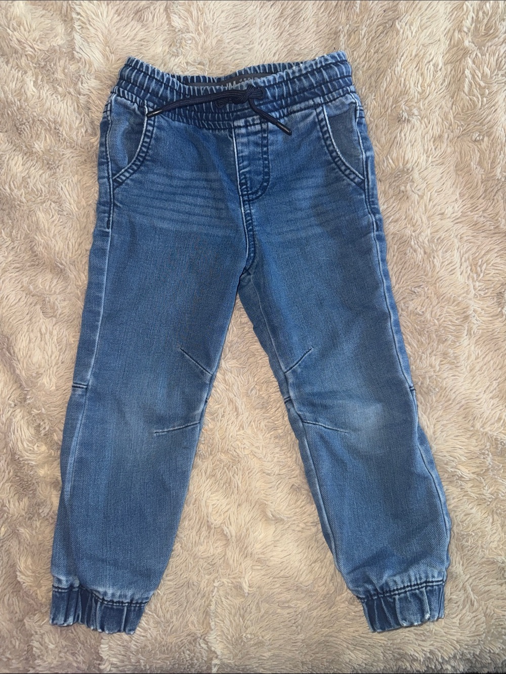 Primark 2-3yrs SLIM Blue Denim co Jogger Pants - Elastic Waist & Cuffed Ankles